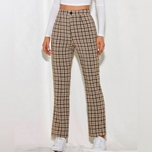 Plaid Straight Leg Pants